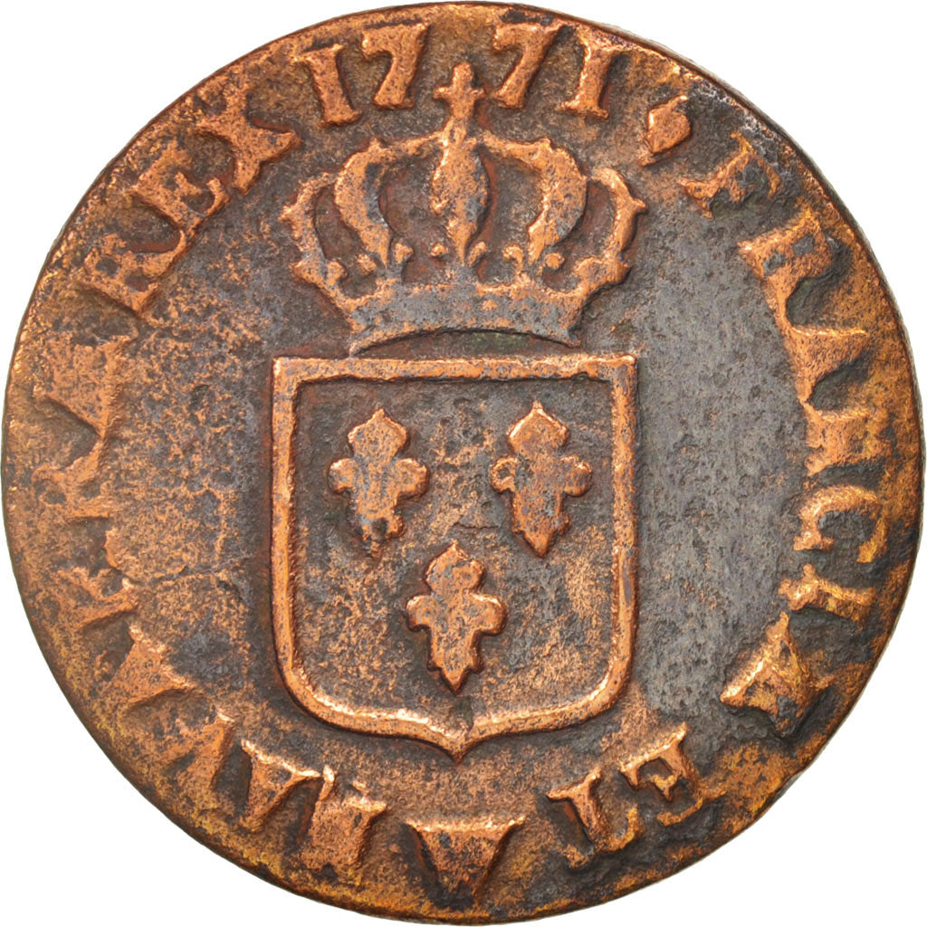 France, Louis XV, Sol à la vieille tête, 1771, Lille, F(12-15), Copper
