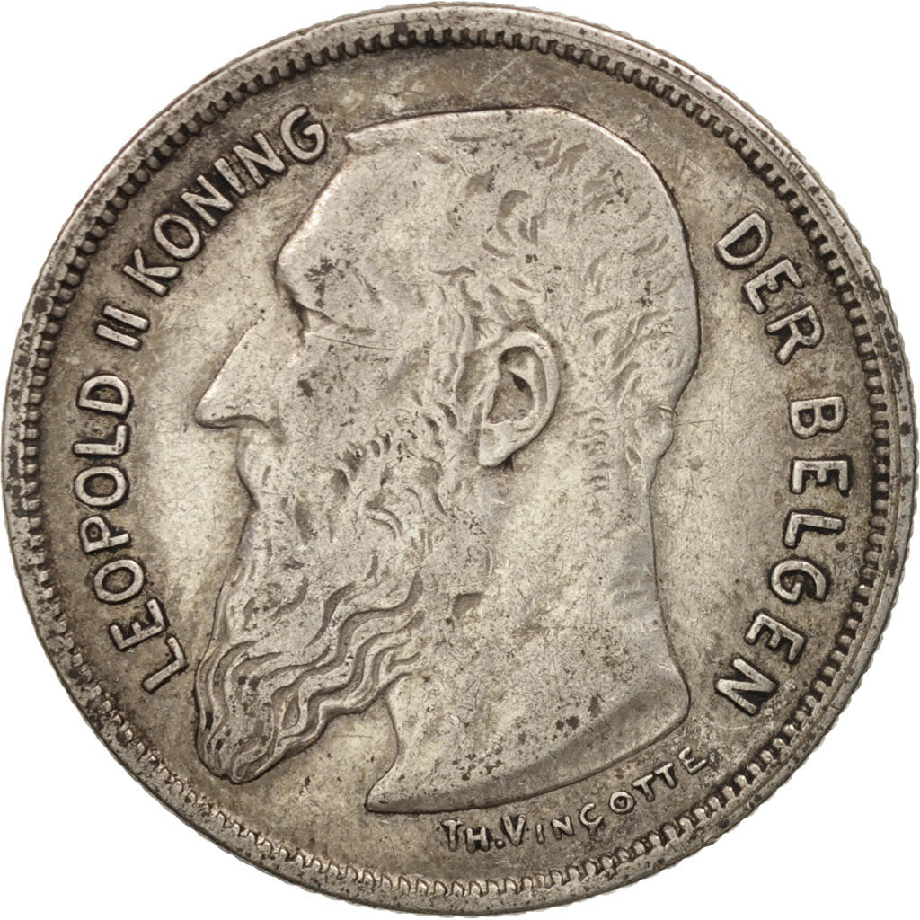Belgium, Leopold II, 2 Francs, 2 Frank, 1909, EF(40-45), Silver, KM:59