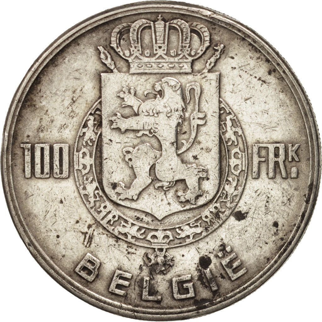 Belgium, 100 Francs, 100 Frank, 1949, EF(40-45), Silver, KM:139.1