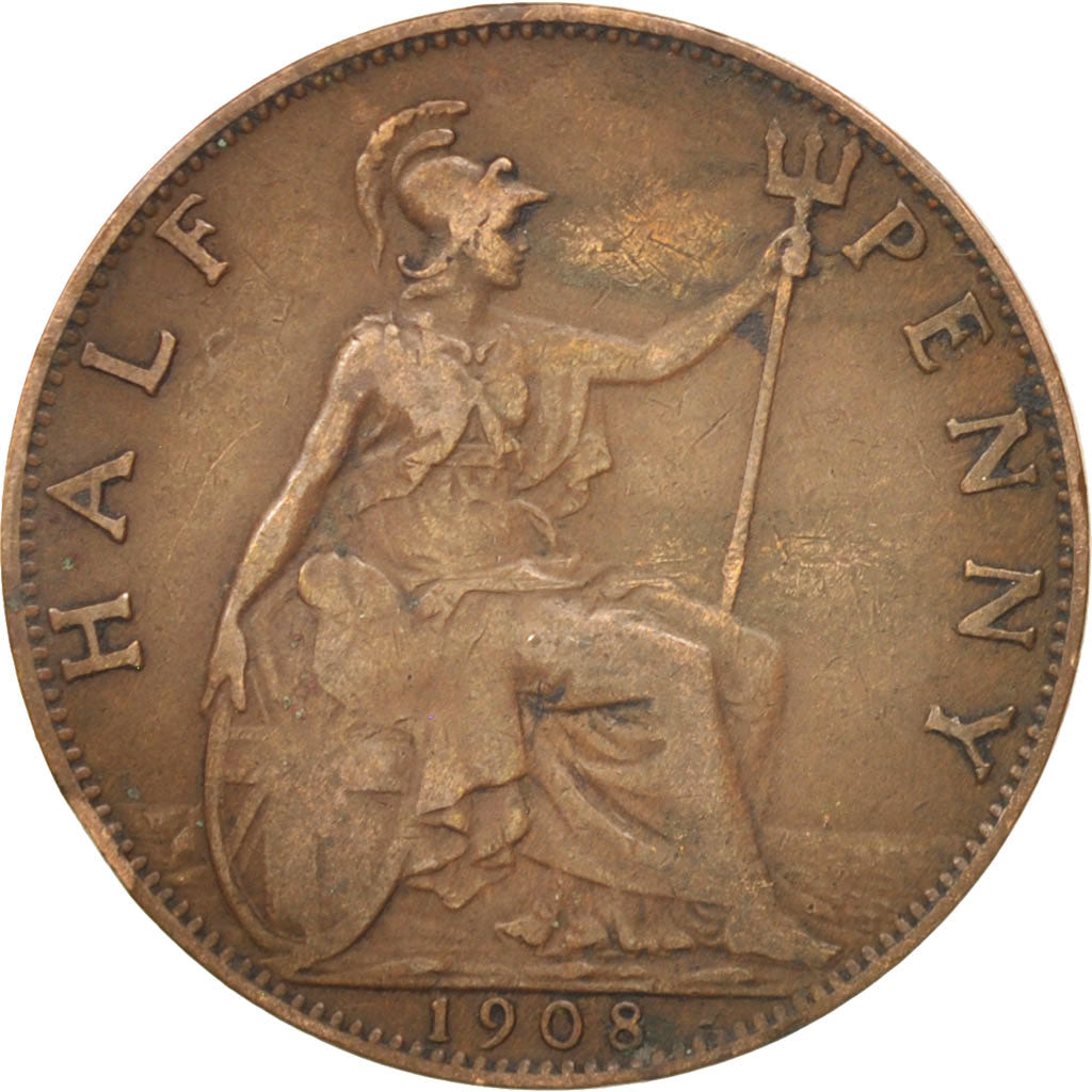 Grande-Bretagne, Edward VII, 1/2 Penny, 1908, TTB, Bronze, KM:793.2