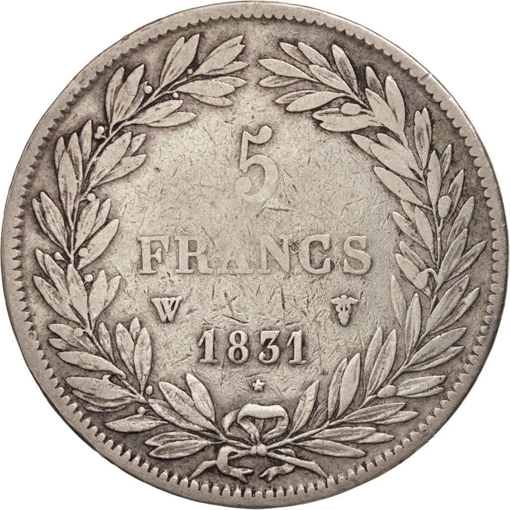 Coin, France, Louis-Philippe, 5 Francs, 1831, Lille, VF(20-25), Silver