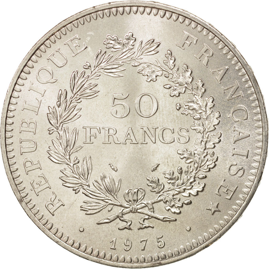 France, Hercule, 50 Francs, 1975, Paris, MS(64), Silver, KM:941.1, Gadoury:882