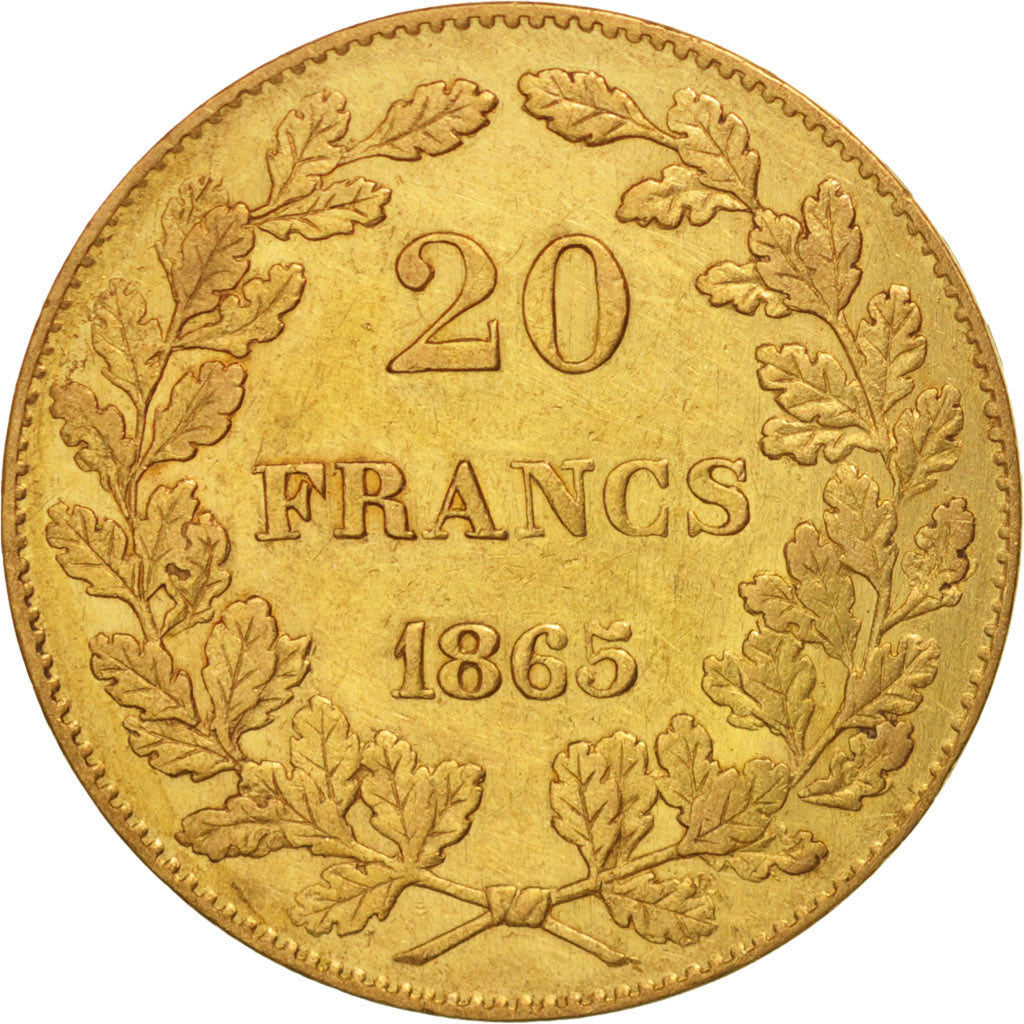 Belgien, Leopold I, 20 Francs, 20 Frank, 1865, SS+, Gold, KM:23