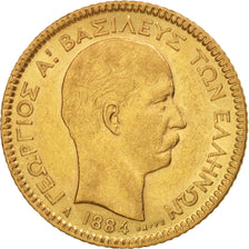 Greece, George I, 20 Drachmai, 1884, Paris, EF(40-45), Gold, KM:56