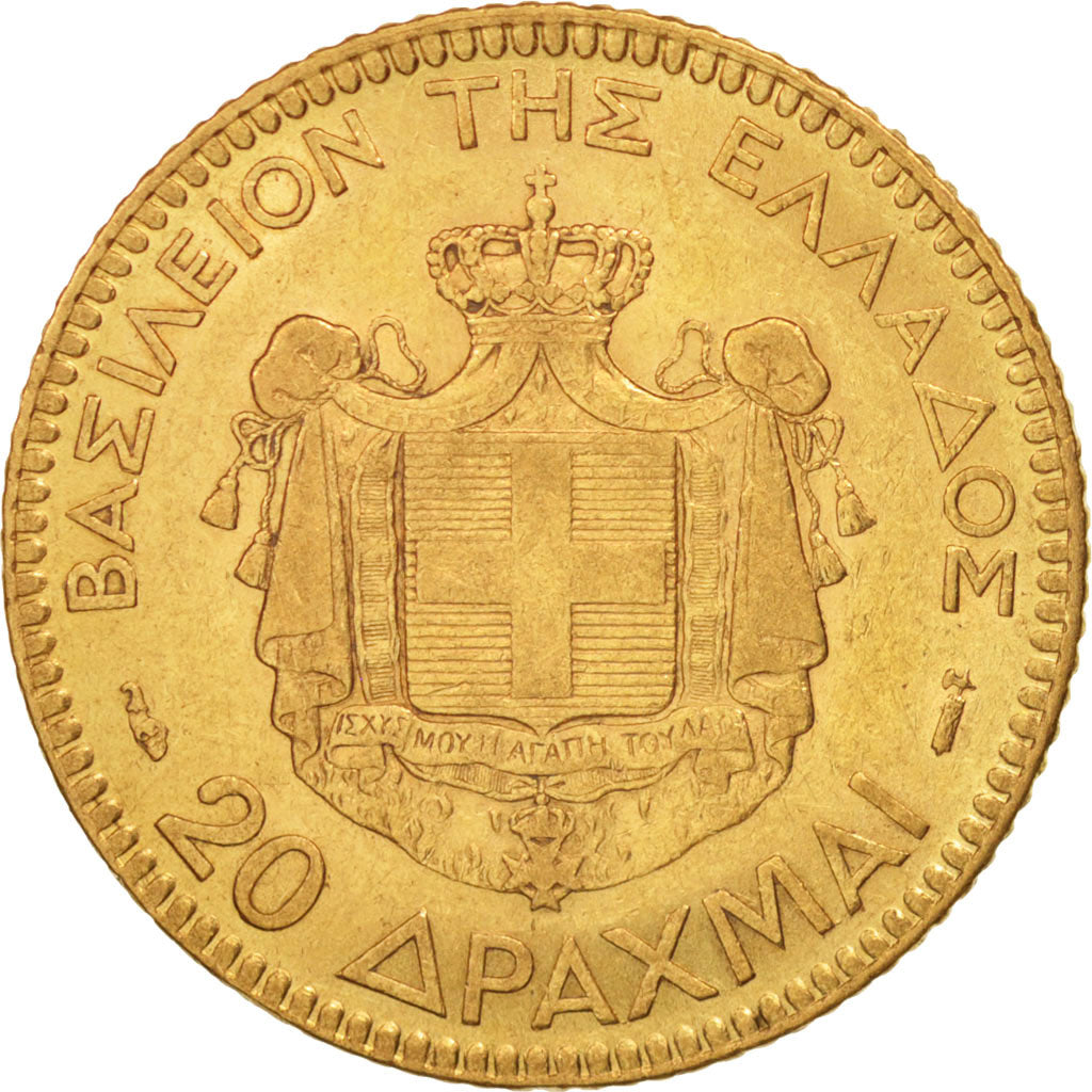 Greece, George I, 20 Drachmai, 1884, Paris, EF(40-45), Gold, KM:56