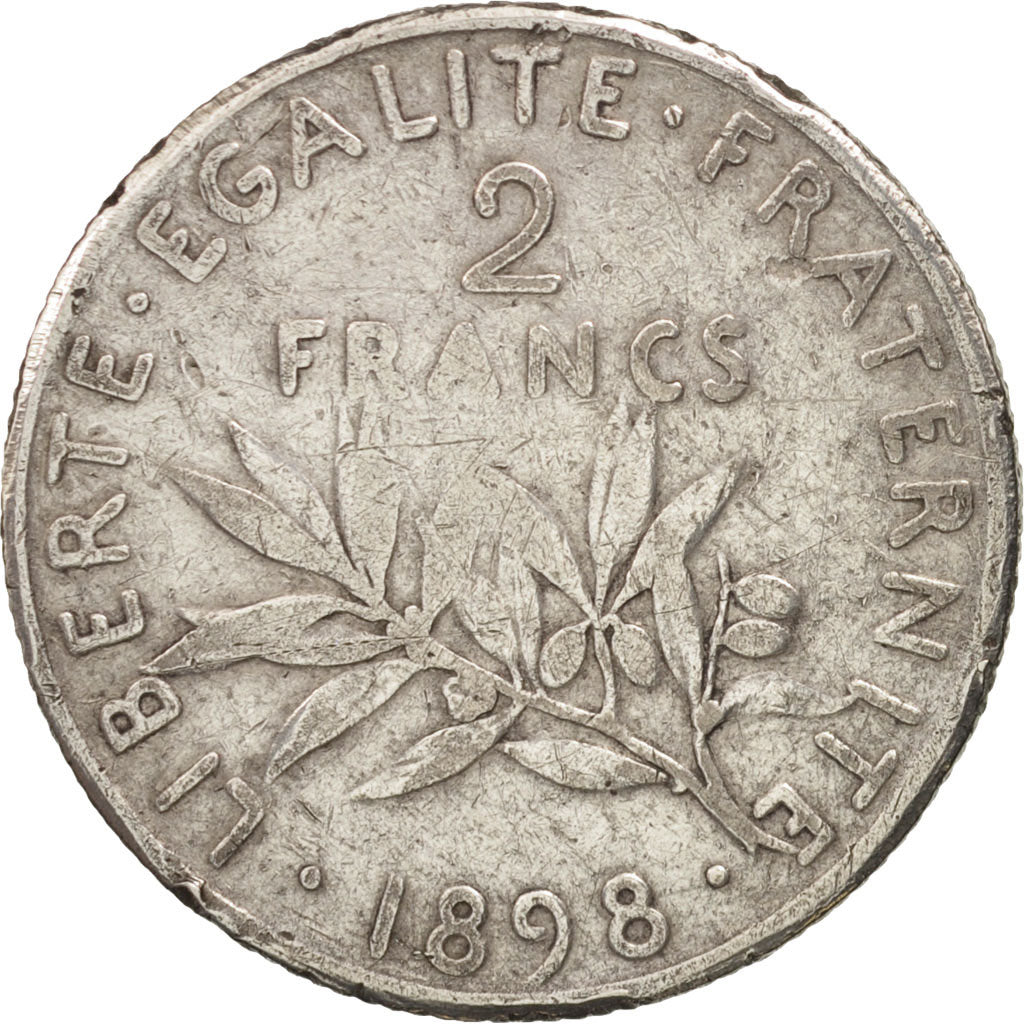 France, Semeuse, 2 Francs, 1898, Paris, VF(20-25), Silver, KM:845.1