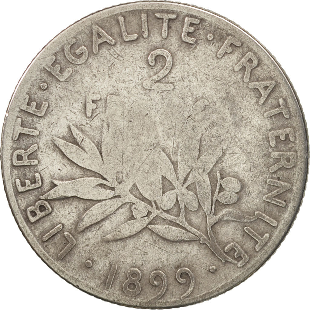 Coin, France, Semeuse, 2 Francs, 1899, Paris, F(12-15), Silver, KM:845.1