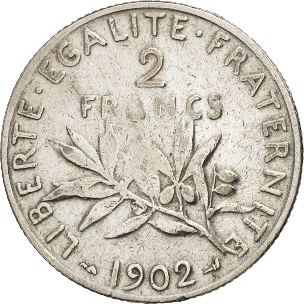 Coin, France, Semeuse, 2 Francs, 1902, Paris, VF(20-25), Silver, KM:845.1