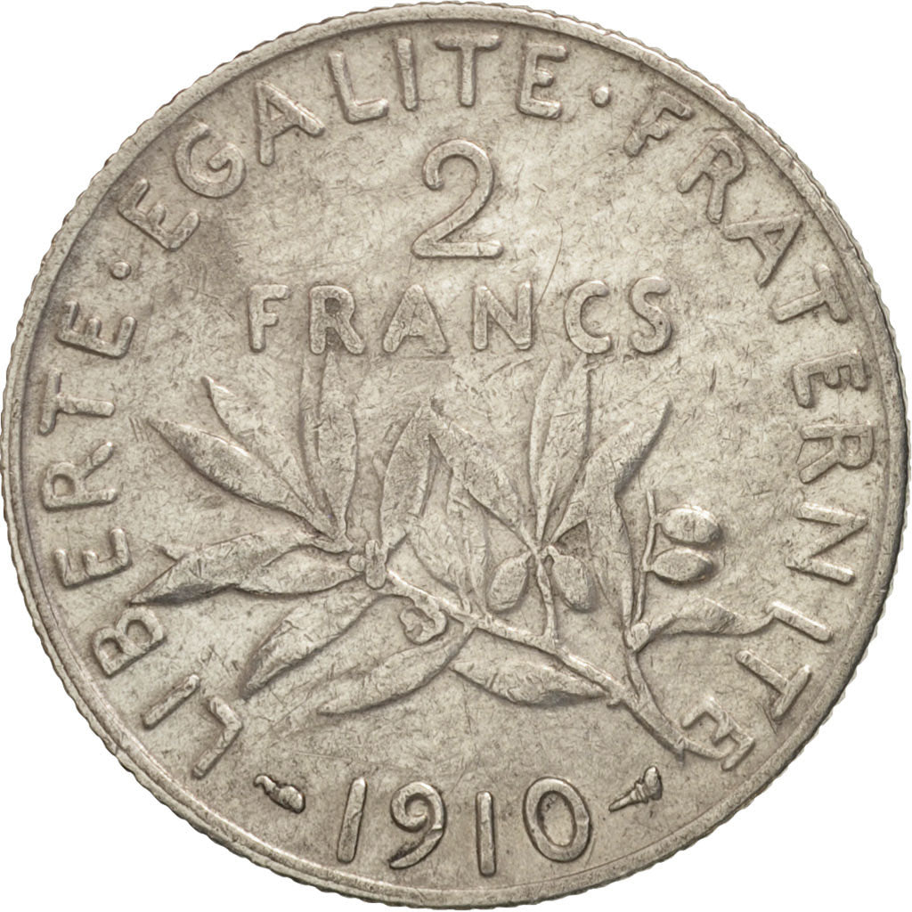 France, Semeuse, 2 Francs, 1910, Paris, TB, Argent, KM:845.1