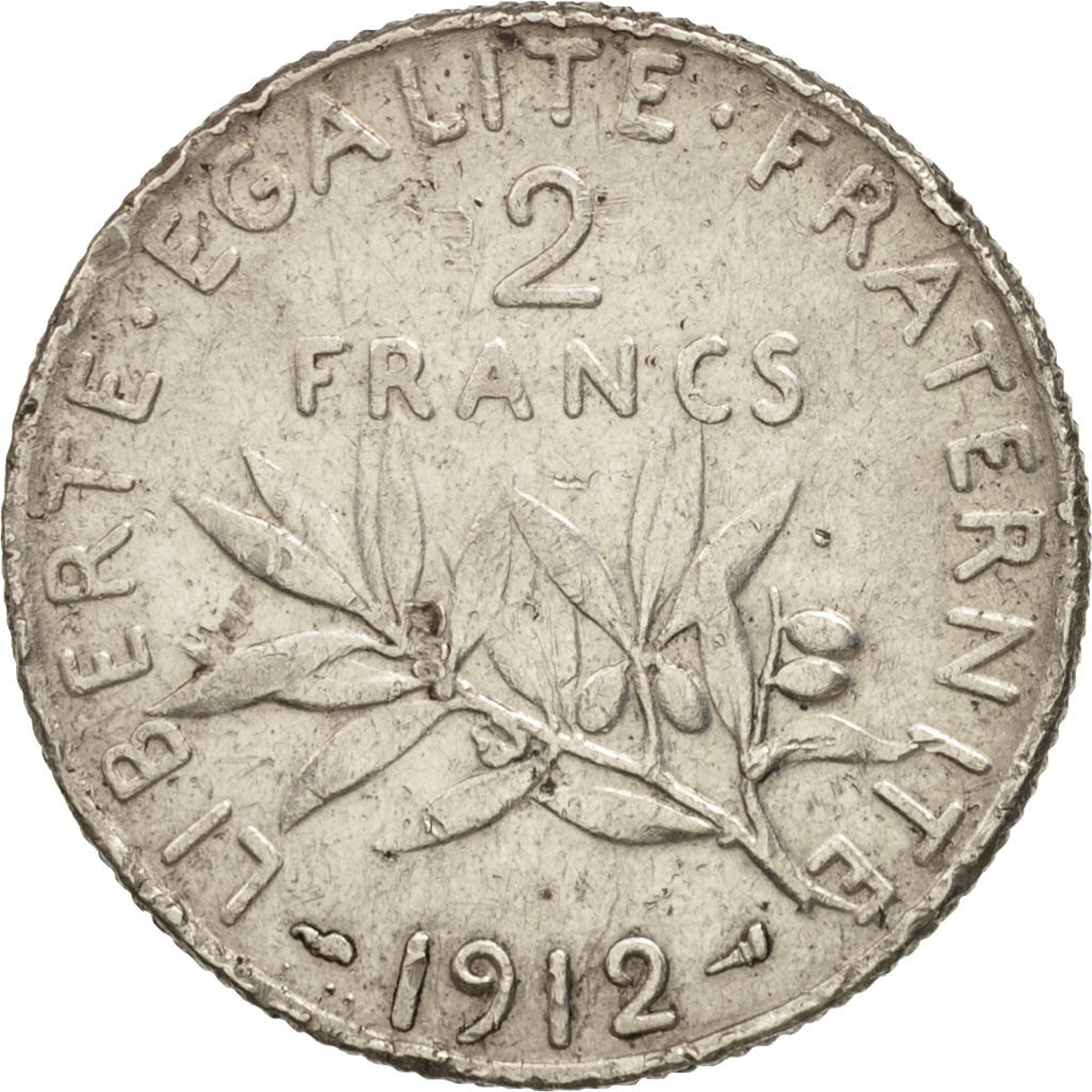 France, Semeuse, 2 Francs, 1912, Paris, TB, Argent, KM:845.1