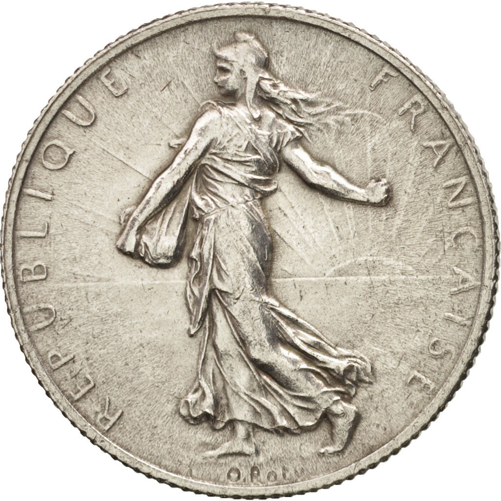 France, Semeuse, 2 Francs, 1914, Castelsarrasin, AU(50-53), Silver, KM:845.2