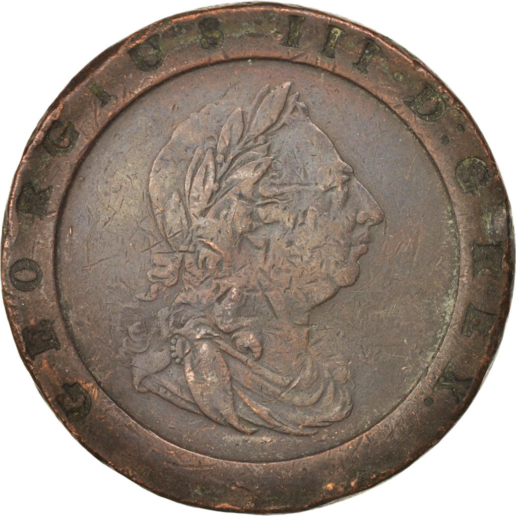 Coin, Great Britain, George III, 2 Pence, 1797, VF(20-25), Copper, KM:619