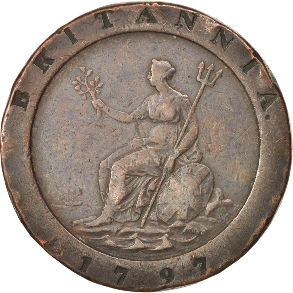 Coin, Great Britain, George III, 2 Pence, 1797, VF(20-25), Copper, KM:619