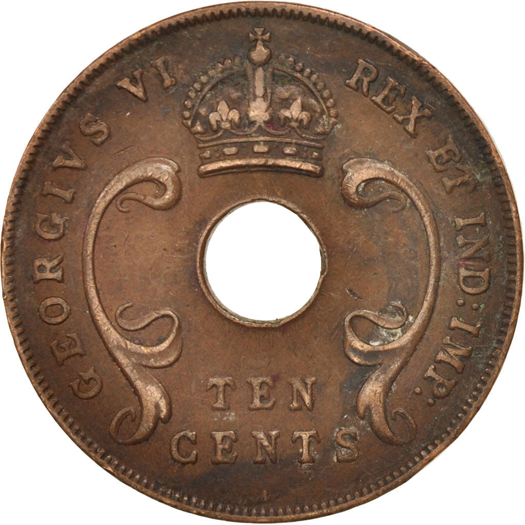 EAST AFRICA, George VI, 10 Cents, 1941, EF(40-45), Bronze, KM:26.1