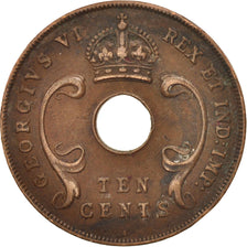 EAST AFRICA, George VI, 10 Cents, 1941, EF(40-45), Bronze, KM:26.1
