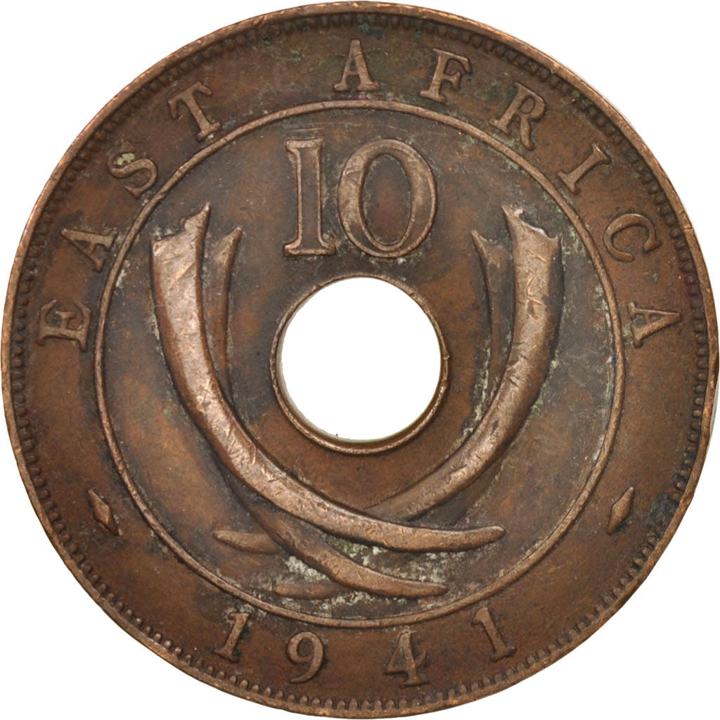 EAST AFRICA, George VI, 10 Cents, 1941, EF(40-45), Bronze, KM:26.1
