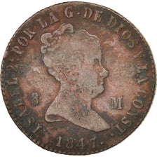 Spain, Isabel II, 8 Maravedis, 1847, Jubia, VF(20-25), Copper, KM:531.2