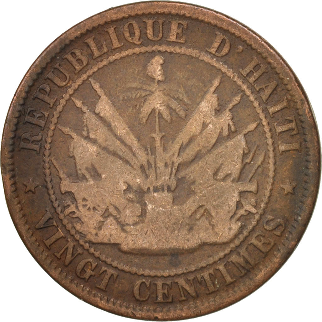 Haiti, 20 Centimes, 1863, VF(20-25), Bronze, KM:41