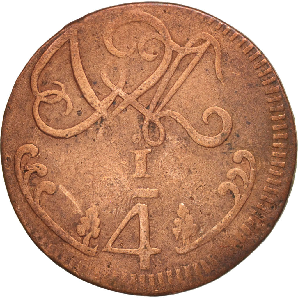 Venezuela, CARACAS, 1/4 Réal, 1818, VF(20-25), Copper, KM:2