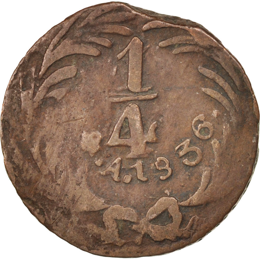 Mexiko, 1/4 Real, Un Quarto/Una Quartilla, 1836, Mexico City, SGE+, Copper