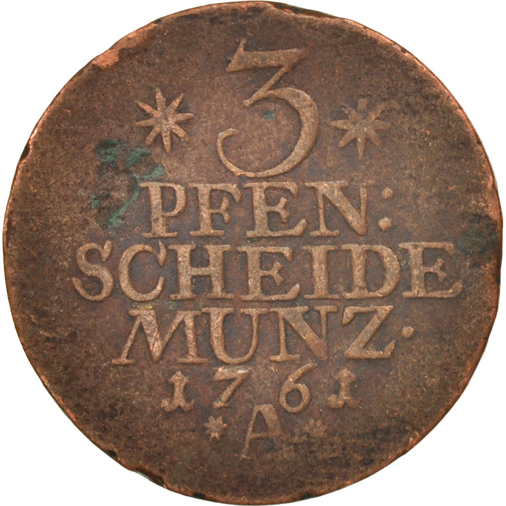 German States, PRUSSIA, Friedrich II, 3 Pfennig, 1761, Berlin, VF(20-25)