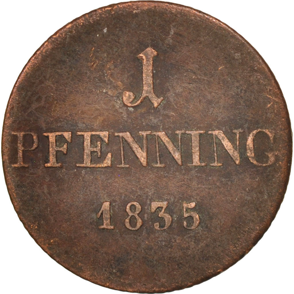 Etats allemands, BAVARIA, Ludwig I, Pfennig, 1835, TB, Cuivre, KM:742
