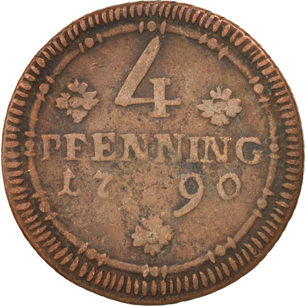 German States, MUNSTER, 4 Pfennig, 1790, VF(20-25), Copper, KM:446