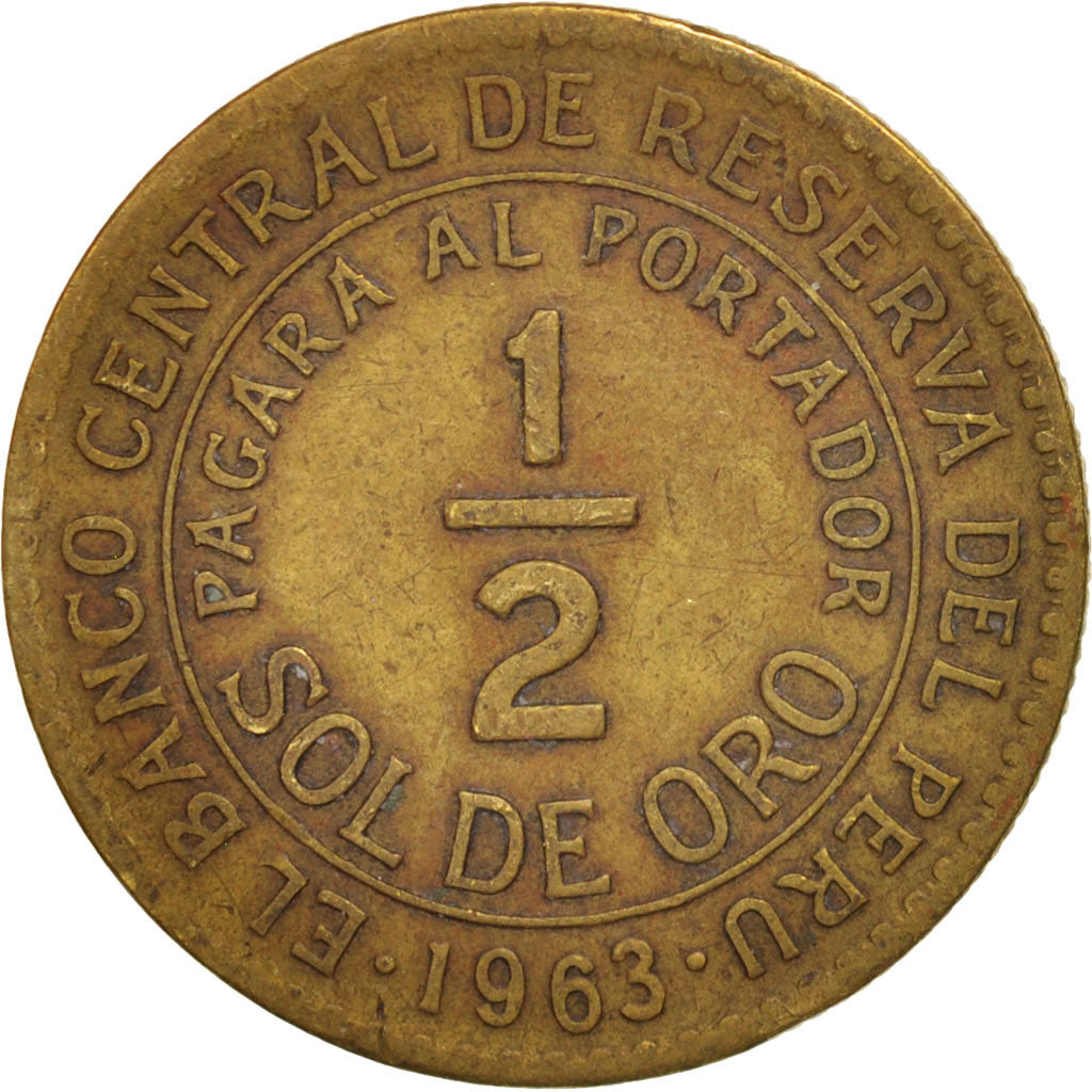 Peru, 1/2 Sol, 1963, SS, Messing, KM:220.5
