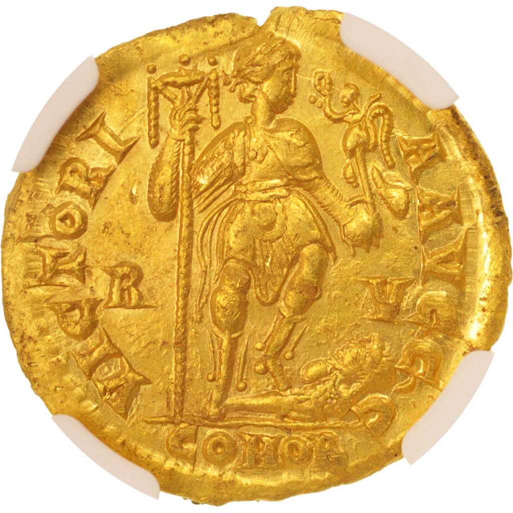 Constantius III, Solidus, Ravenna, graded, NGC, Choice AU, Gold, RIC:1325