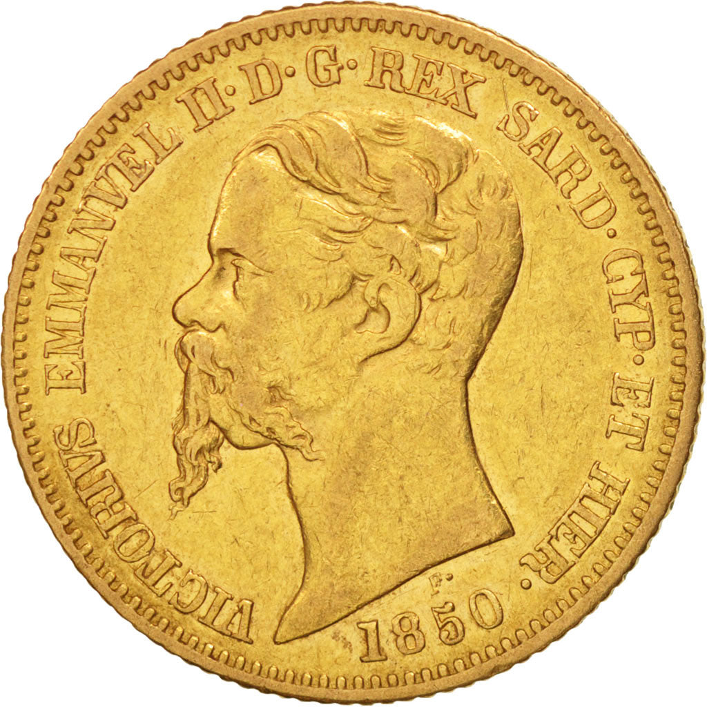 États italiens, SARDINIA, Vittorio Emanuele II, 20 Lire, 1850, Torino, TTB, Or