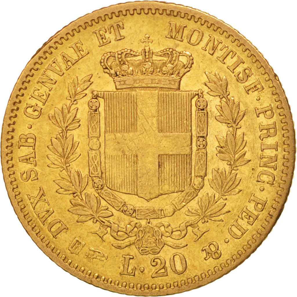 États italiens, SARDINIA, Vittorio Emanuele II, 20 Lire, 1850, Torino, TTB, Or