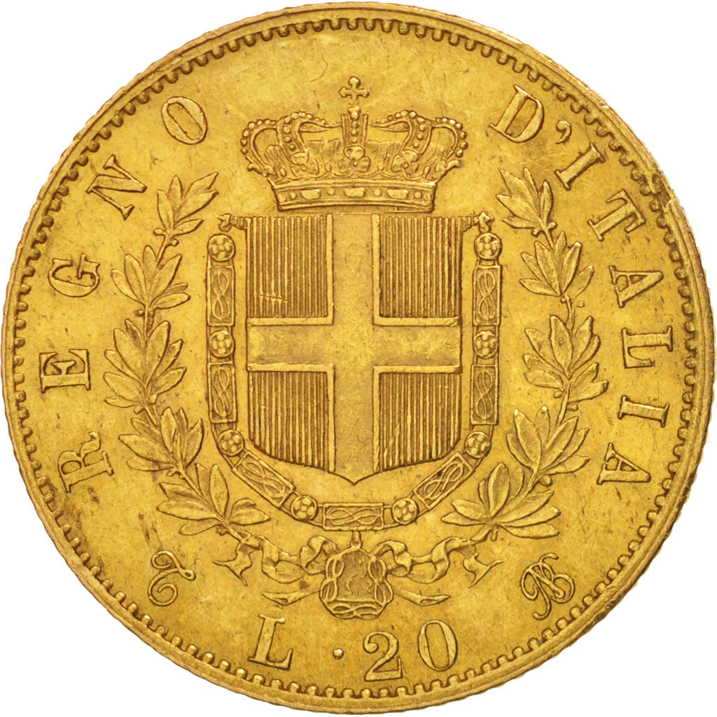 Moneda, Italia, Vittorio Emanuele II, 20 Lire, 1863, Torino, MBC+, Oro, KM:10.1