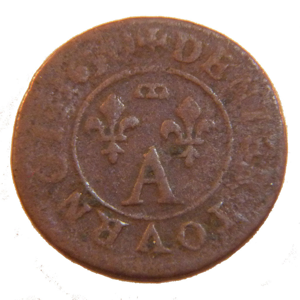 FRANCE, Denier Tournois, 1650, F(12-15), Copper, Boudeau #1089, 1.40