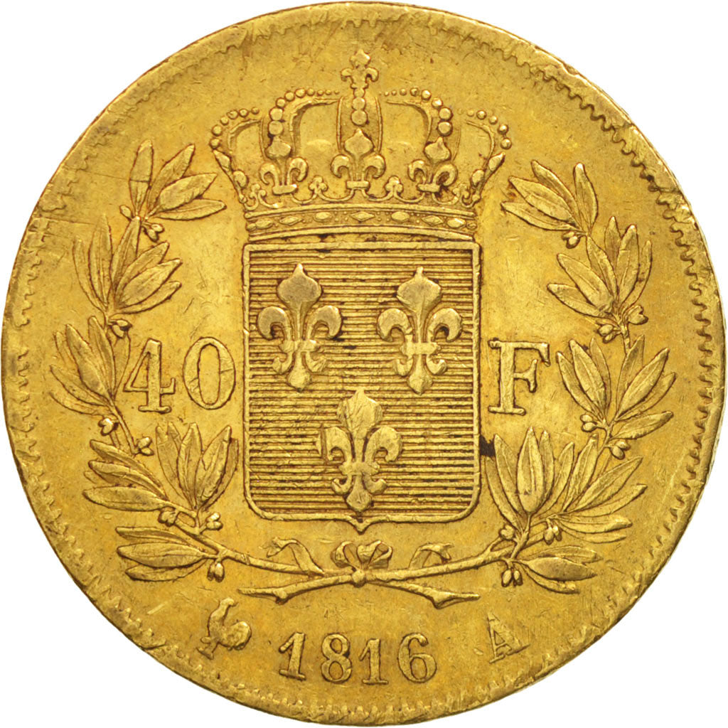 Monnaie, France, Louis XVIII, Louis XVIII, 40 Francs, 1816, Paris, TTB, Or