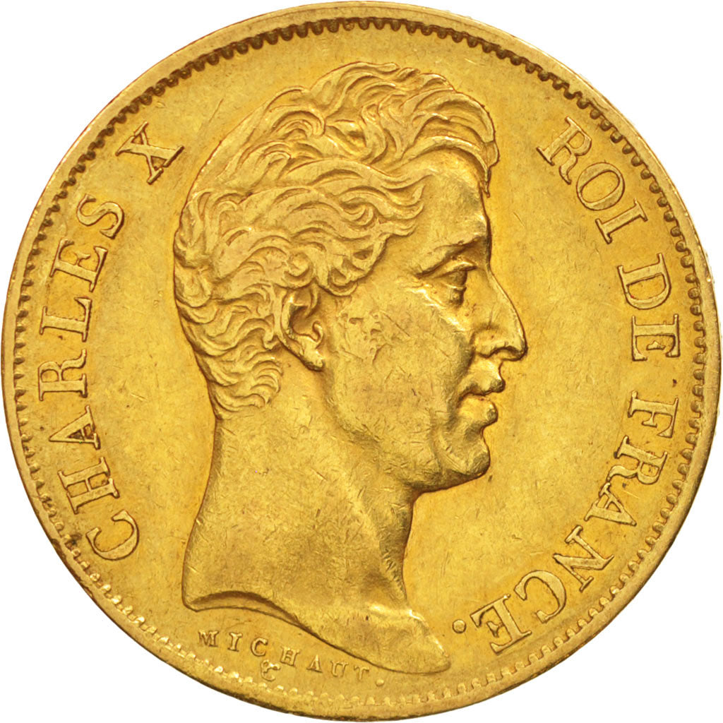 France, Charles X, 40 Francs, 1830, Paris, AU(50-53), Gold, KM:721.1