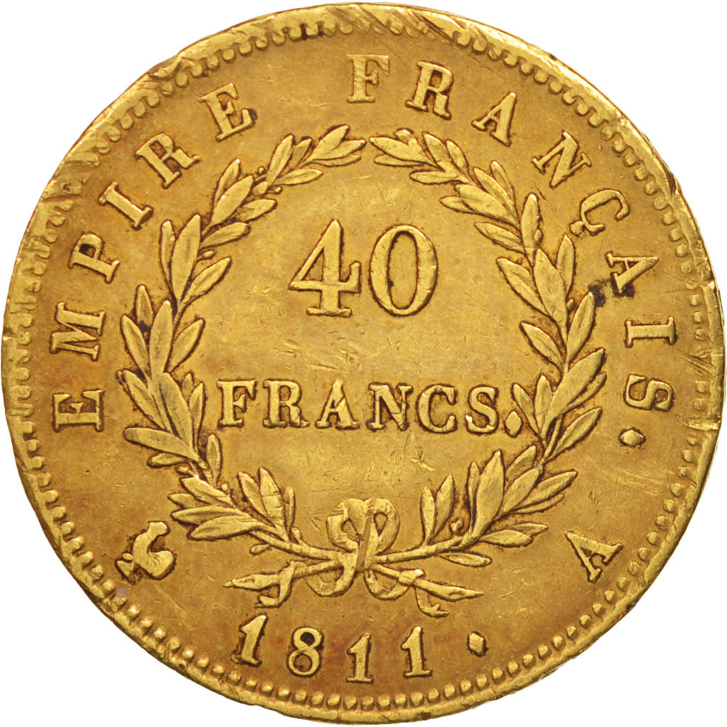 Francia, Napoléon I, 40 Francs, 1811, Paris, BB, Oro, KM:696.1, Gadoury:1084