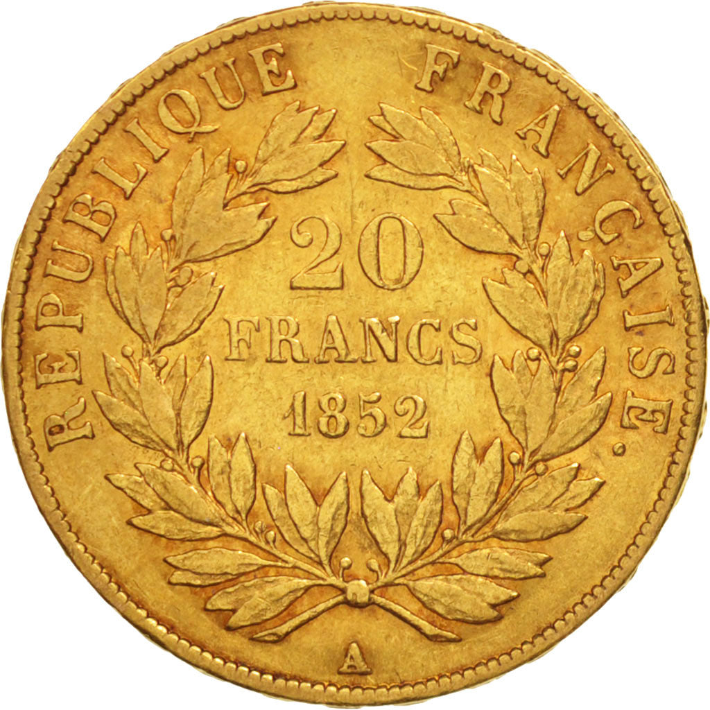 France, Napoleon III, 20 Francs, 1852, Paris, EF(40-45), Gold, KM:774