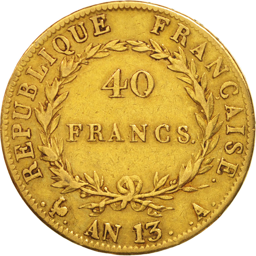 Coin, France, Napoléon I, 40 Francs, 1804, Paris, VF(30-35), Gold, KM:664.1