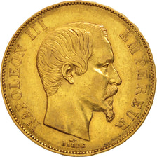Francia, Napoleon III, 50 Francs, 1855, Paris, MBC, Oro, KM:785.1