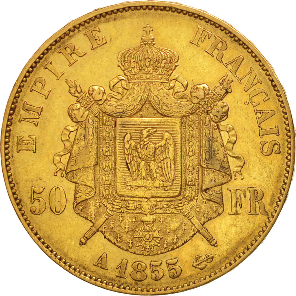 Frankreich, Napoleon III, 50 Francs, 1855, Paris, SS, Gold, KM 785.1
