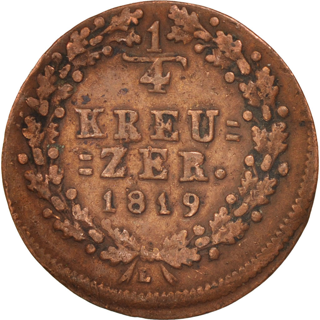 Coin, German States, NASSAU, Wilhelm, 1/4 Kreuzer, 1819, Usingen, EF(40-45)