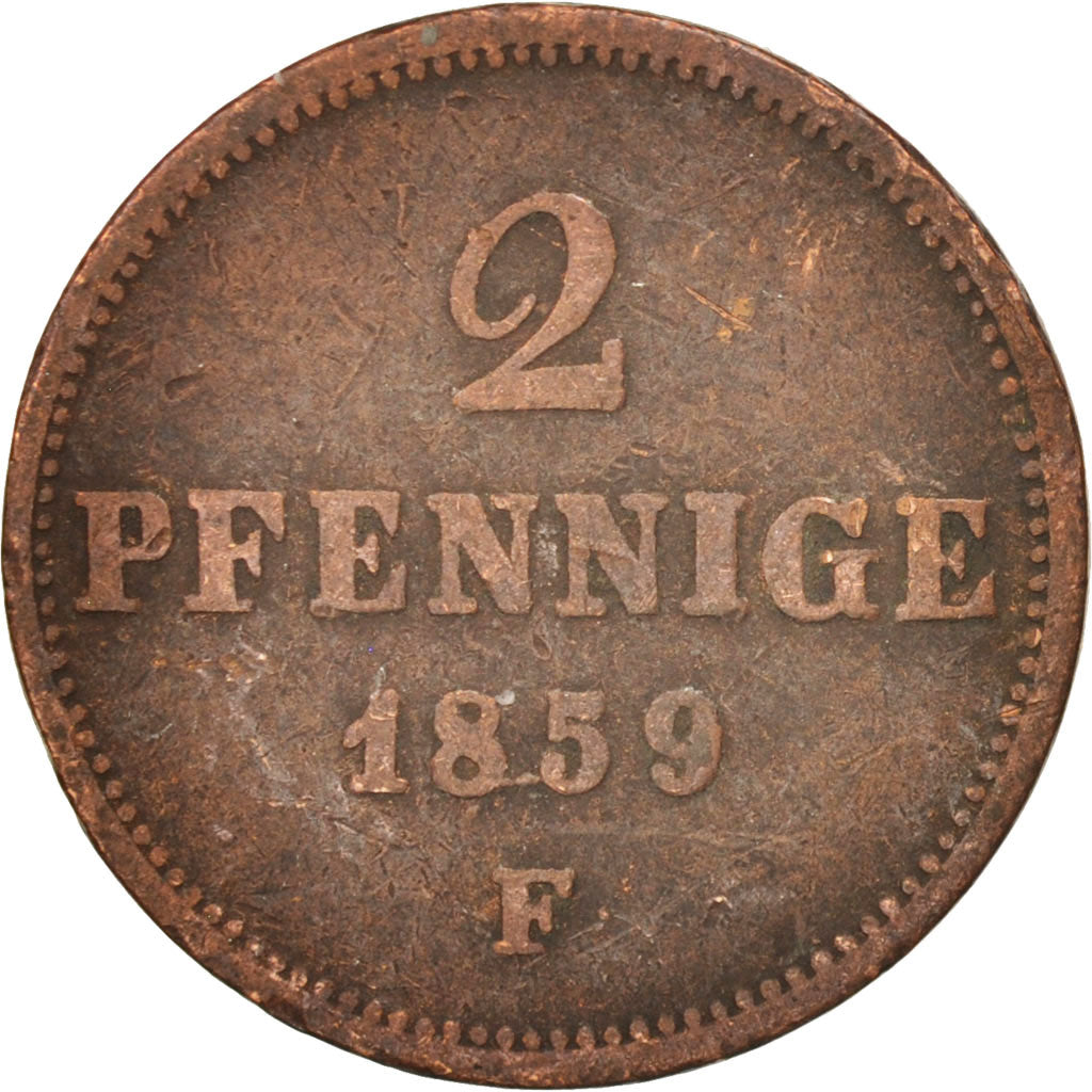 Etats allemands, SAXONY-ALBERTINE, Johann, 2 Pfennig, 1859, TB, Cuivre, KM:1185