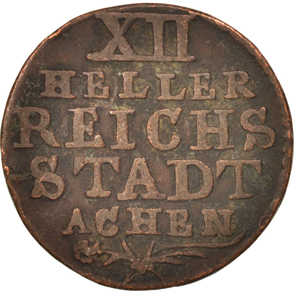 German States, AACHEN, 12 Heller, 1767, F(12-15), Copper, KM:51