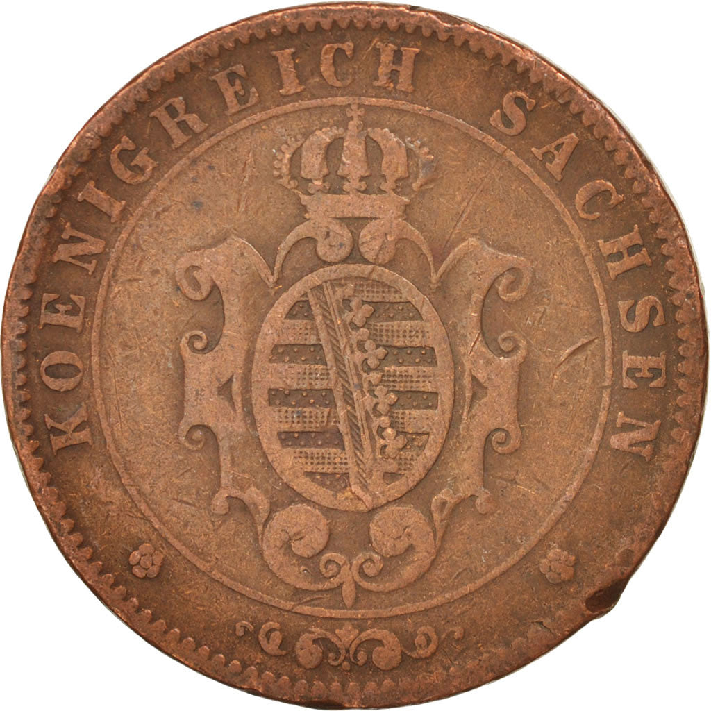 Coin, German States, SAXONY-ALBERTINE, Johann, 5 Pfennig, 1862, VF(20-25)