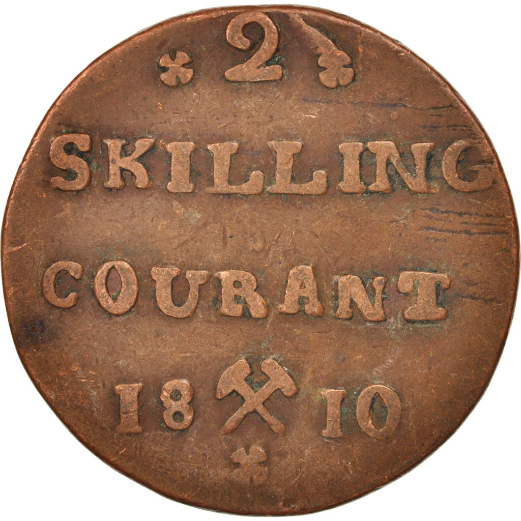 Norway, 2 Skilling, 1810, VF(20-25), Copper, KM:280.1