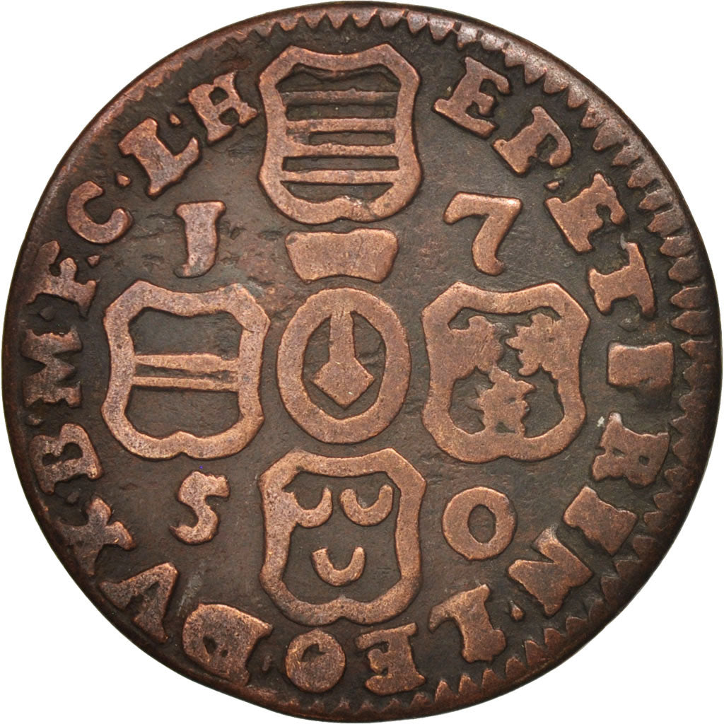 LIEGE, John Theodore, Liard, 1750, Liege, VF(20-25), Copper, KM:155