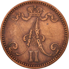 Finland, Alexander II, 5 Pennia, 1866, EF(40-45), Copper, KM:4.1
