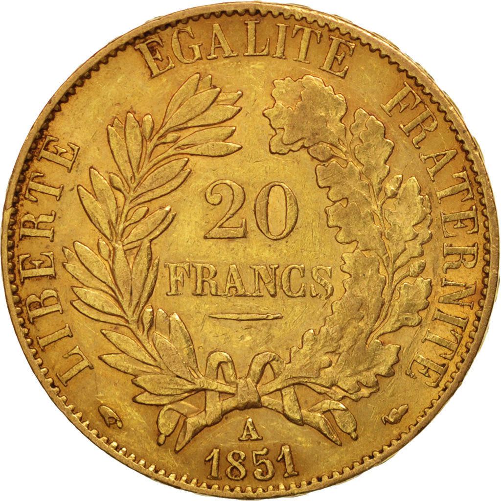 France, Cérès, 20 Francs, 1851, Paris, EF(40-45), Gold, KM:762, Gadoury:1059