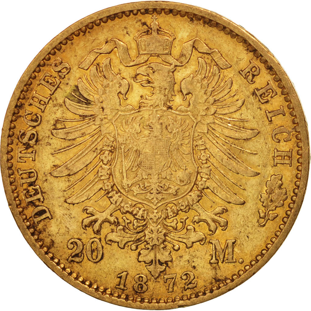 Estados alemanes, HESSE-DARMSTADT, Ludwig III, 20 Mark, 1872, Darmstadt, MBC
