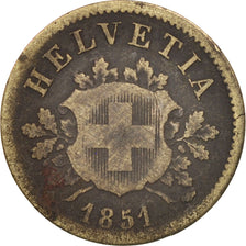 Suisse, 10 Rappen, 1851, Bern, B+, Billon, KM:6